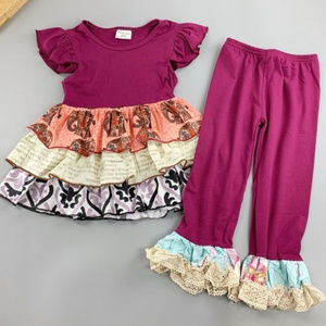 Boutique Purple Ruffle Tunic Dress Leggings Outfit